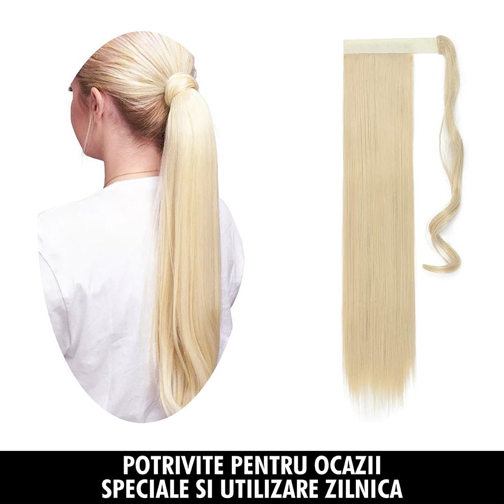 Extensii Coada din Par Sintetic - Blond Platinat - Orka.ro